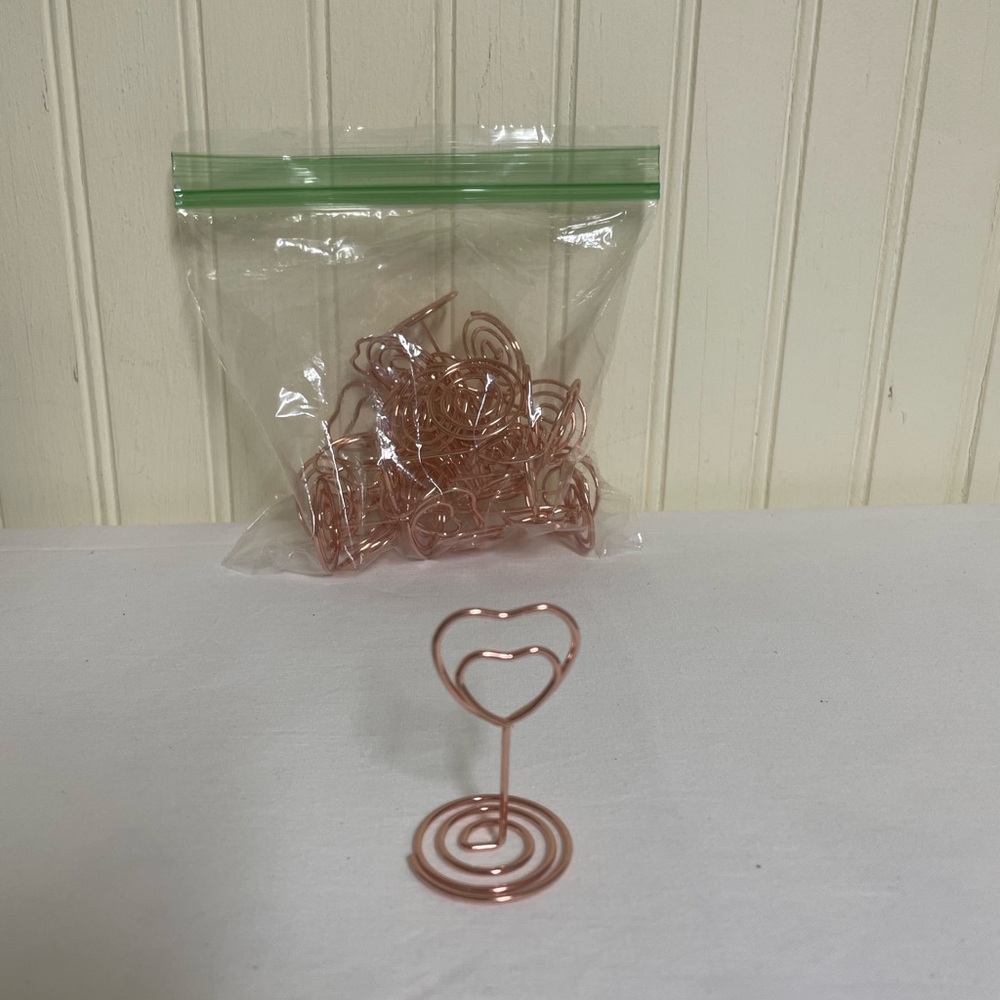 Heart-Shaped Rose Gold Place Card Holders